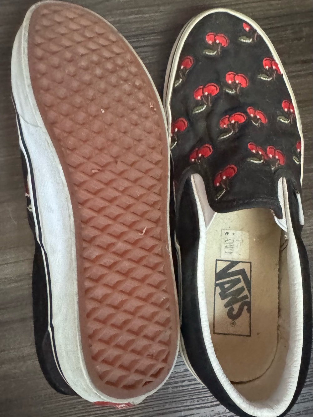 Vans Women's Black Slip-On Sneakers with Red Cherry Print - Picture 3 of 3